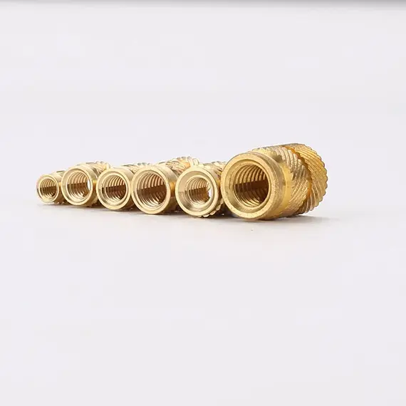 Brass Hot Melt Inset Nuts Heating Molding Copper Thread Inserts Nut SL-type Double Twill Knurled Injection Brass Nut M2M3 100Pcs