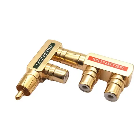 2PCS RCA Adapter Gold Plated AV Splitter 1 Male to 2 Female Connector for Home Theater Speaker Audio Video Equipment,F-TYPE