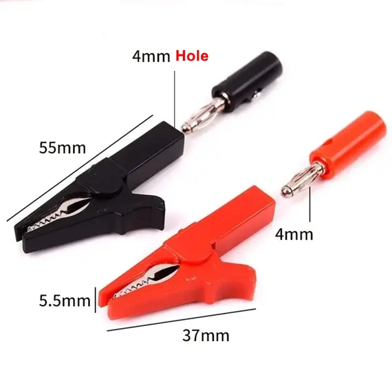 Alligator Clip with Banana Plugs Set No Welding Fully Insulated Safety Electrical Test Crocodile Clips Connector for Multimeter