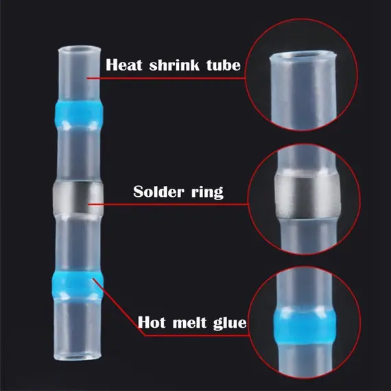 SST Heat Shrinkable Tube Waterproof Solder Ring Wire Connectors 5/10/30/50PCS Awg22-18 Butt Bushing Electrical Splice Terminal