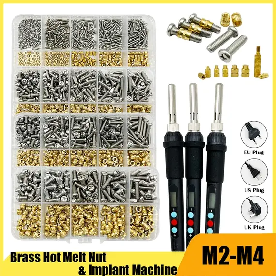 Heat Insert Nut Stainless Screw TS100 Soldering Iron Tip Insert Internal Thread Head  Brass Hot Melt Insert Nuts Bolt Insertion