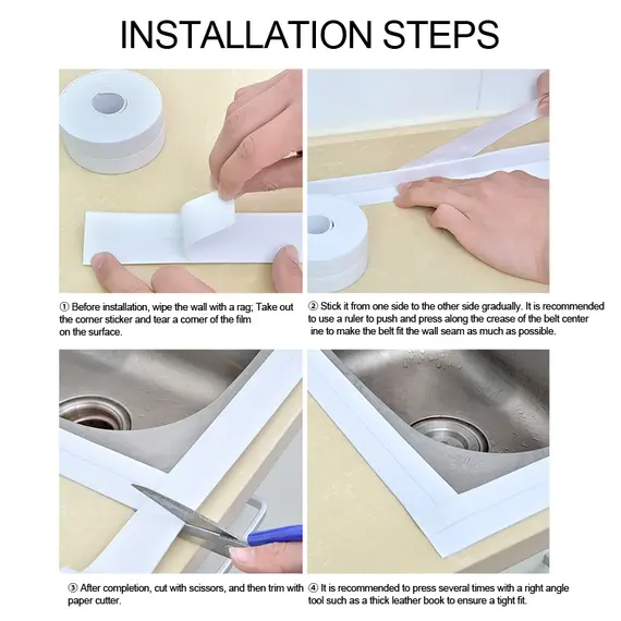 1 Roll of Waterproof and Mold Proof Toilet Sealing Strips,Kitchen Bathroom Self-adhesive Sealing Tapes Bathroom Waterproof Tape