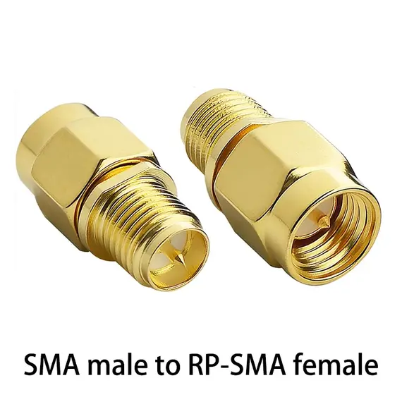 1PC SMA to RP SMA Adapter RF Coaxial Connector SMA Male to RP-SMA Female Converter Gold Plated Copper Brass