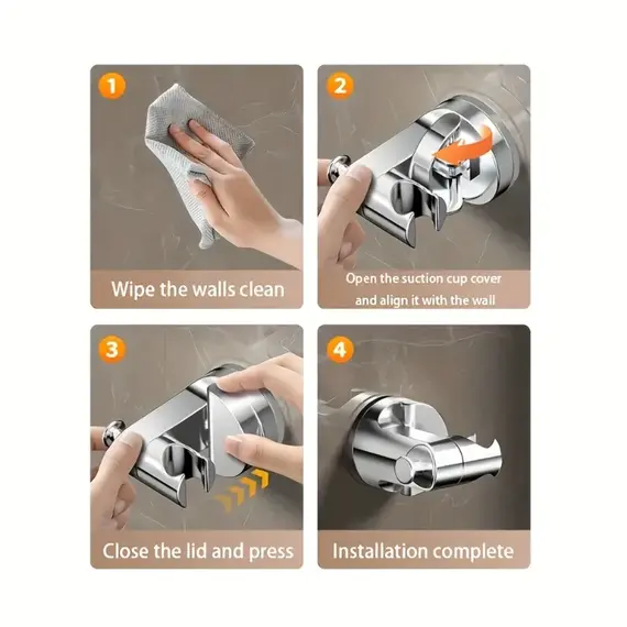 1PC Round Shower Head Holder Adjustable Wall Mounted Shower Support Self-Adhesive Showerhead Handheld Bracket Bathroom Base