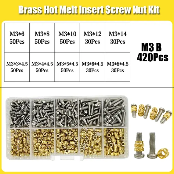 Heat Insert Nut Stainless Screw TS100 Soldering Iron Tip Insert Internal Thread Head  Brass Hot Melt Insert Nuts Bolt Insertion