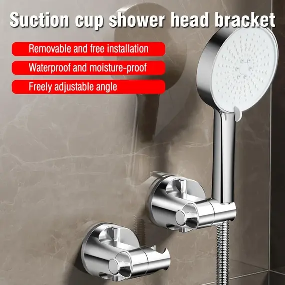 1PC Round Shower Head Holder Adjustable Wall Mounted Shower Support Self-Adhesive Showerhead Handheld Bracket Bathroom Base