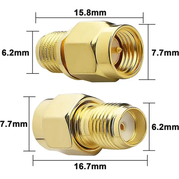 1PC SMA to RP SMA Adapter RF Coaxial Connector SMA Male to RP-SMA Female Converter Gold Plated Copper Brass
