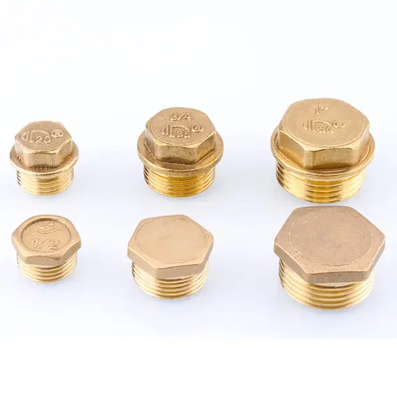 G1"1/4"1/8"3/8"1/2"3/4"G2" BSP Female Threaded Brass Pipe Hex Head Brass Stopper End Cap Plug Plumbing Fitting Connector Adapter