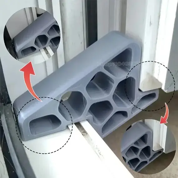 1/2/4pcs Heavy Duty Non Slip Window/Balcony Door Stop with Track Lock - Easy To Install Remove, Anti-Wind Holder Honeycomb Hole