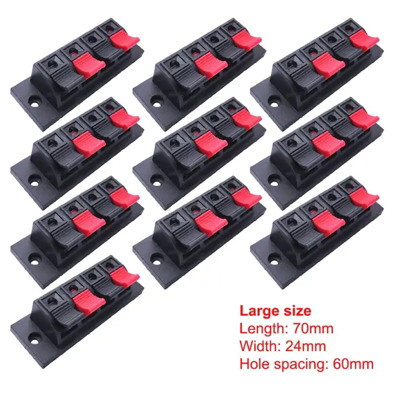 10 PCS Plastic 2/4 Positions Connector Terminal Push In Jack Spring Load Audio Speaker Terminals Breadboard Amplifier Test Clip