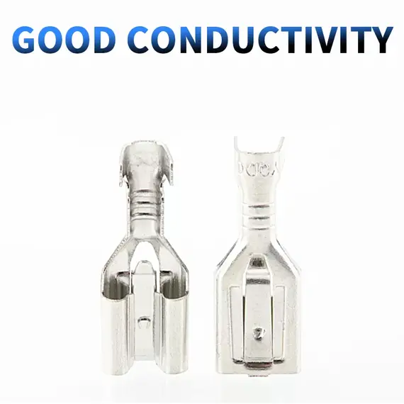 50/100Pcs Electric Wire Connectors Set 4.8/6.3mm With lock Female and male Crimp Terminal Connector Brass Silver Car Speaker