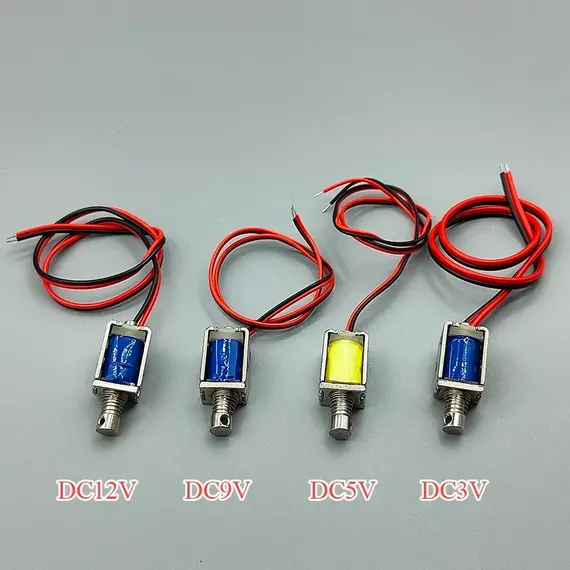 DC 3V 5V 6V 9V 12V 8mm*10mm Mini Push-Pull Through Type Micro DC Electromagnet Open Frame Spring Solenoid Magnet Stroke 4mm