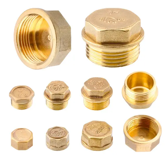 G1"1/4"1/8"3/8"1/2"3/4"G2" BSP Female Threaded Brass Pipe Hex Head Brass Stopper End Cap Plug Plumbing Fitting Connector Adapter