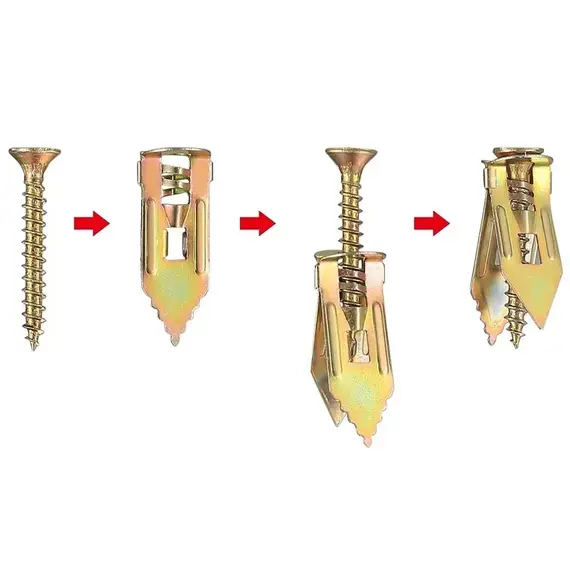 100/50set Self Tapping Screws Self Drilling Anchors Screws Drywall Anchors Easy Application for Gypsum Plasterboard Dowel