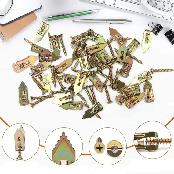 100/50set Self Tapping Screws Self Drilling Anchors Screws Drywall Anchors Easy Application for Gypsum Plasterboard Dowel