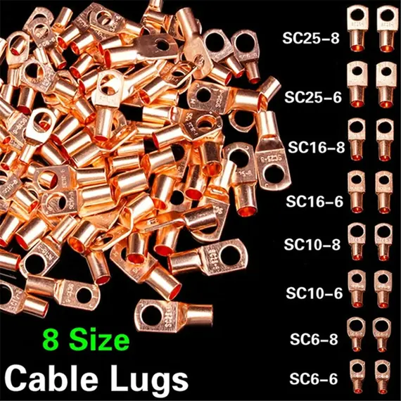 20PCS 4-25mm Assortment Tinned Copper Lugs Ring Crimp Terminals Battery Wire Welding Cable Connectors Kit