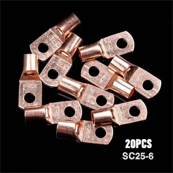 20PCS 4-25mm Assortment Tinned Copper Lugs Ring Crimp Terminals Battery Wire Welding Cable Connectors Kit