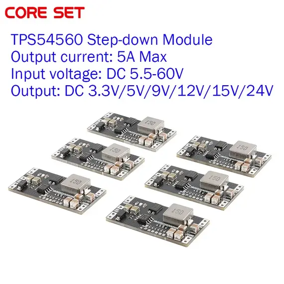 5Pcs/1Pc TPS54560 Step-down Buck Switching Power Supply Module Low Ripple DC-DC High Voltage Current 5.5-60V to 3.3V/5V-24V 5A