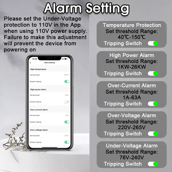 EARU Tuya WiFi ZigBee MCB Smart Circuit Breaker 63A Switch Energy Meter Timer Relay KWh Voltage Current Protector Remote Control