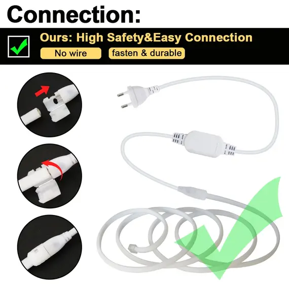 AU/EU Power Plug for 220V 288 LEDs/m COB LED Strip Connector Supply Plug with ON/OFF Button Switch Cable Light Accessories Plug