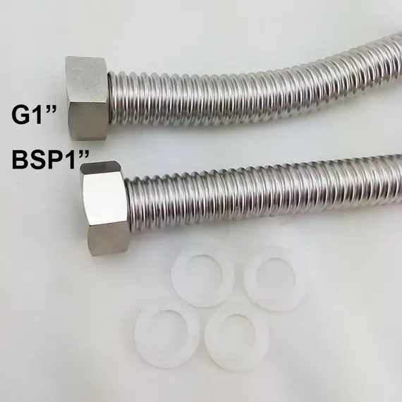 2pcs G1/2"G3/4"G1"  Stainless Steel Corrugated Water Hard Pipe Hose 20-200cm