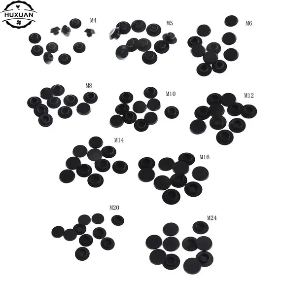 10PCS M5-24 Practical Black Hex Socket Fasteners Screws Covers Caps Allen Bolt Screw Nut Round Head Cover Cap Protector