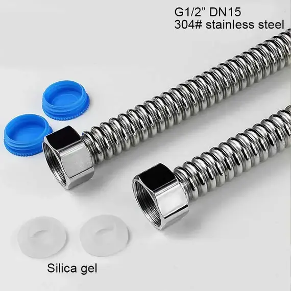 2pcs G1/2"G3/4"G1"  Stainless Steel Corrugated Water Hard Pipe Hose 20-200cm