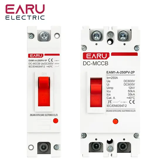 EARU 1P 2P DC Solar Molded Case Circuit Breaker MCCB Overload Protection Switch Protector Solar Photovoltaic PV Battery Isolator