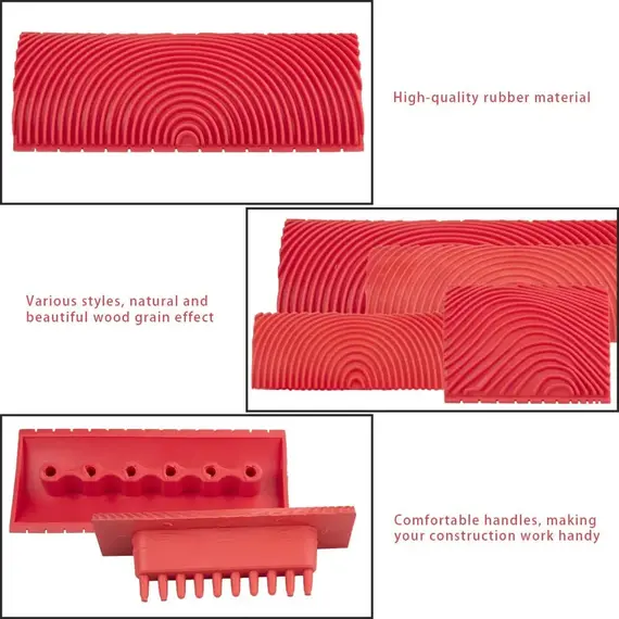 2Pcs/set Rubber Roller Brush  Painting Tools Imitation Wood Graining Wall Painting Home Decoration Art Embossing DIY Graining