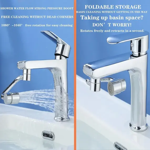 2/1Pcs 1080 Degree Swivel Stainless Steel Kitchen Faucet Extender Universal Dual Mode Bathroom Sink Accessories with Adapter