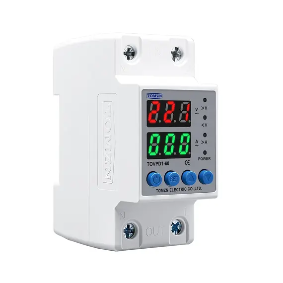 TOMZN DIN Rail 230V Adjustable Over Voltage And Under Voltage Protective Device Protector Relay TOVPD1-63-EC Colourful