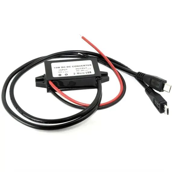12V 24V to 5V 3A 15W Regulator Power Supply Buck Module Dual USB Type-C Micro USB Output Power Adapter DC-DC Converter for Car