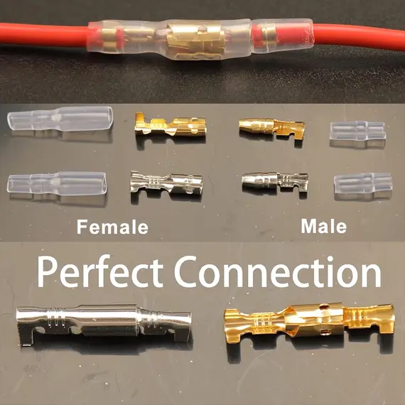 4.0 Bullet Crimp Terminal Car Electrical Wire Connector with Insulated Sleeve Copper Male and Female Quick Wire Connectors Sets