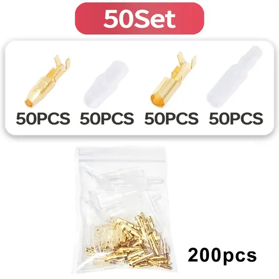 4.0 Bullet Crimp Terminal Car Electrical Wire Connector with Insulated Sleeve Copper Male and Female Quick Wire Connectors Sets
