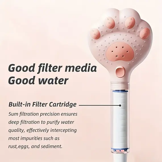High Pressure Filter Shower Head Cute Cat Paw 3-mode Adjustable Spray Rain Water Saving Faucet Showerheads Bathroom Accessories