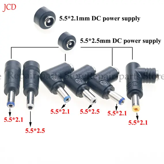 1 Piece Connector For DC Power Adapter Connector Plug Conversion Head Jack Female Socket 5.5*2.5/2.1mm Turn to Male 5.5*2.1/2.5m