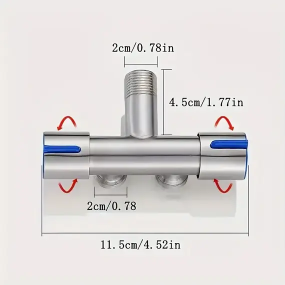 1 Inlet and 2 Outlet Dual Control Handle Stainless Steel Angle Valve, Suitable for Low Floors below 5th Floor