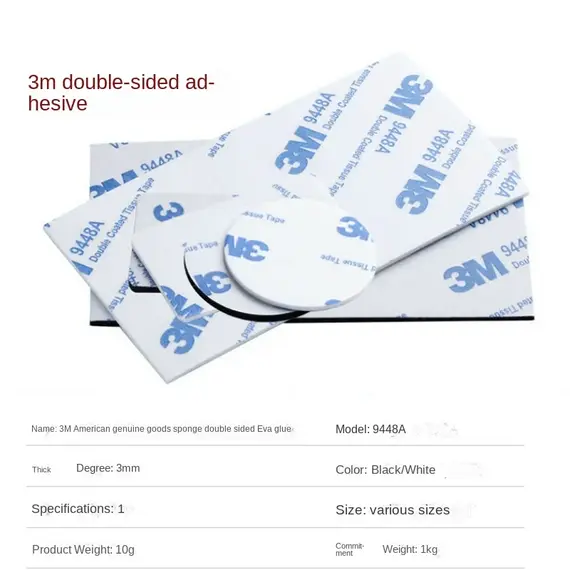30/10PCS 3M 9448A Double-Sided Foam Tape High-Viscosity Die-Cut Hook Car Decoration Strong Thick Eva Adhesive