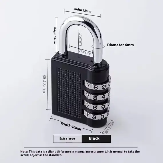 4 Digit Zinc Alloy Combination Lock Padlock Luggage Anti-theft Weatherproof Security Outdoor Gym Safely Code Door Lock Black
