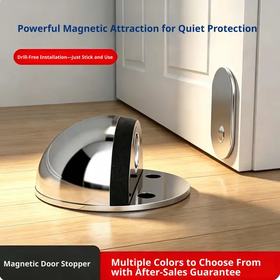 Stainless Steel Rubber Magnetic Door Stopper Punch-free Sticker Concealed Door Holder Floor-mounted Nail-free Doorstop