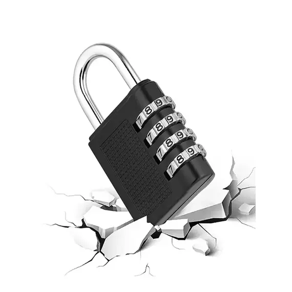 4 Digit Zinc Alloy Combination Lock Padlock Luggage Anti-theft Weatherproof Security Outdoor Gym Safely Code Door Lock Black