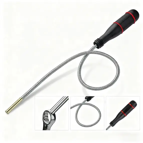 Flexible Magnetic Pickup Tool Metal Foldable Pick Up Tool Magnet Spring Grip Grabber Portable Hand Tools Multi-Purpose Use