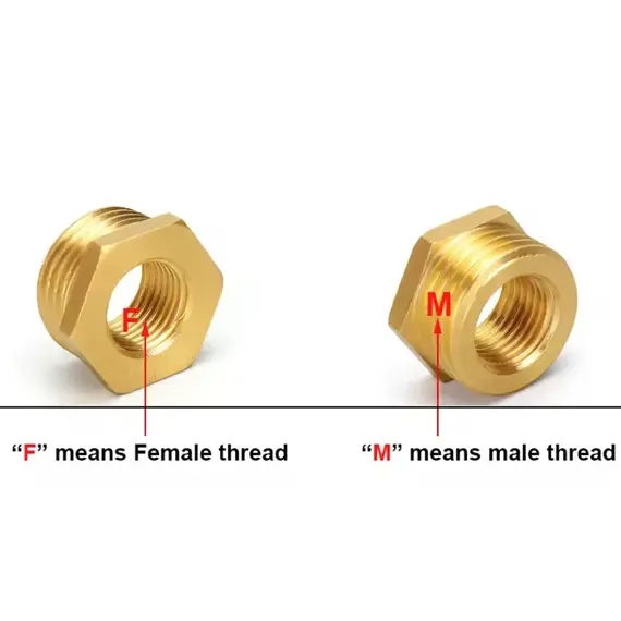 Brass Hex Bushing Reducer Pipe Fitting 1/8 1/4 3/8 1/2 3/4 Female to Male Thread Reducing Water Gas Adapter Coupler Connector