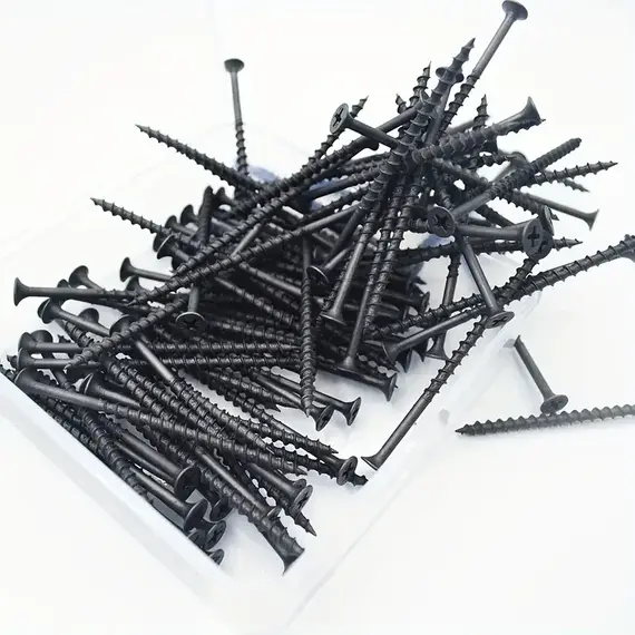 50pcs Black High-strength M3.5 Coarse Thread Screws with Countersunk Head Self-Tapping for Drywall Gypsum Board