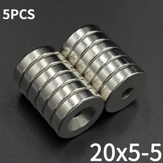 2/5/10/15/30Pcs 20x5-5 Magnet 20mm x 5mm Hole 5mm Round Super Powerful Strong Permanent Magnetic Disc