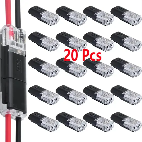 10/20/30/50/100 Pack of H2 2-Pin Pluggable Wire Connectors, Nylon Insulated Copper Quick-Connect Terminal Blocks, Suitable for Low-Voltage Cables, No Power Mode Required, No Electronic Components