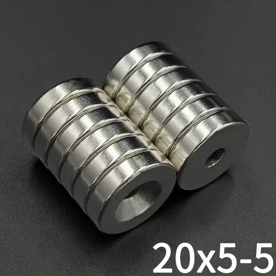 2/5/10/15/30Pcs 20x5-5 Magnet 20mm x 5mm Hole 5mm Round Super Powerful Strong Permanent Magnetic Disc