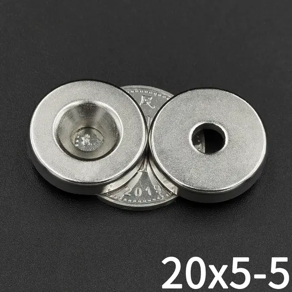 2/5/10/15/30Pcs 20x5-5 Magnet 20mm x 5mm Hole 5mm Round Super Powerful Strong Permanent Magnetic Disc