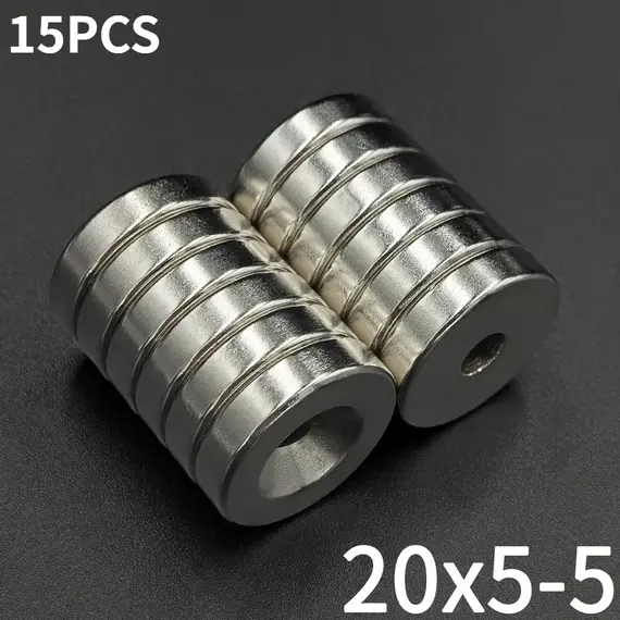 2/5/10/15/30Pcs 20x5-5 Magnet 20mm x 5mm Hole 5mm Round Super Powerful Strong Permanent Magnetic Disc