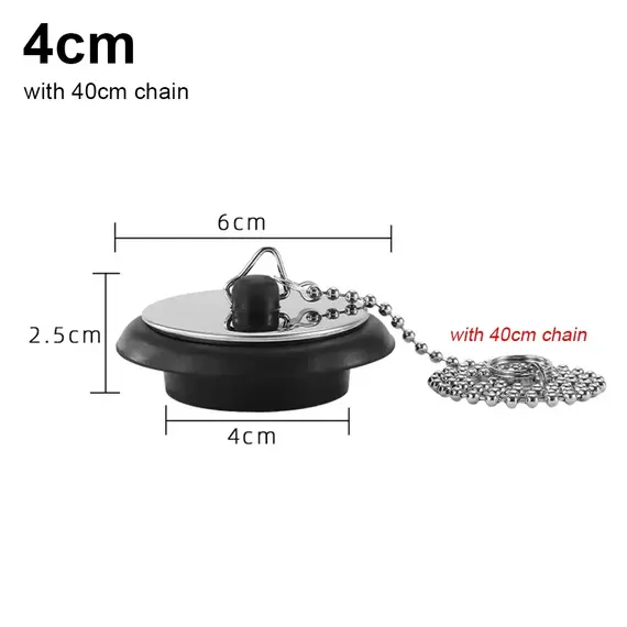 1Pcs Durable Rubber Tub Stopper With Chain Universal Bath Tub Drain 4/4.3/5cm With Hanging Ring Bathtub Plug Bathtub Accessories